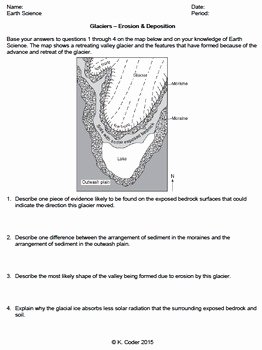 Erosion and Deposition Worksheet Luxury Worksheet Glacier Erosion and Deposition Editable