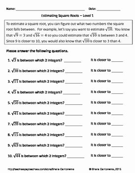 Estimating Square Root Worksheet Awesome Estimating Square Roots Differentiated Worksheets by
