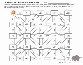 Estimating Square Root Worksheet Elegant Estimating Square Roots Maze Activity by the Math Factory