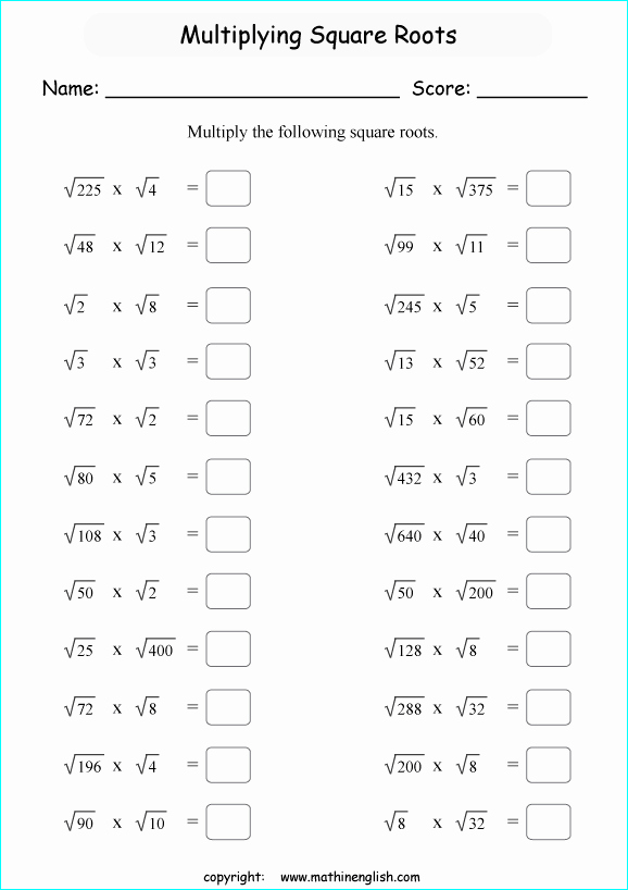 Estimating Square Root Worksheet New Multiply these Square Roots by Square Roots Great Math