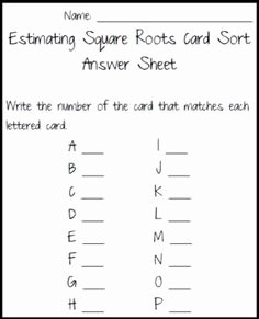 Estimating Square Roots Worksheet Fresh Pre Algebra On Pinterest