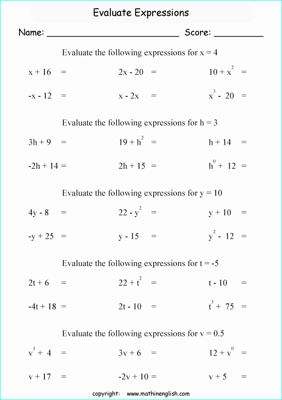 Evaluate the Expression Worksheet Awesome Evaluate these Expressions Given the Values Of the