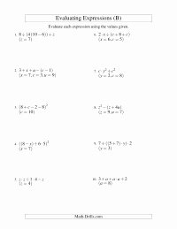 Evaluate the Expression Worksheet Inspirational Evaluating Four Step Algebraic Expressions with Three