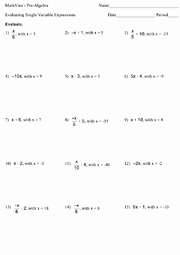Evaluating Algebraic Expressions Worksheet Awesome Evaluating Single Variable Expressions Worksheets
