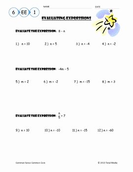 Evaluating Algebraic Expressions Worksheet Best Of Evaluating Algebraic Expres by April Langelett