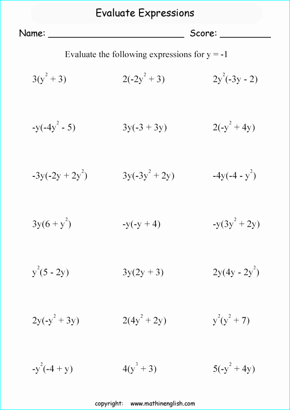 Evaluating Algebraic Expressions Worksheet Pdf Fresh Evaluate these Expressions by Using the Given Variable and