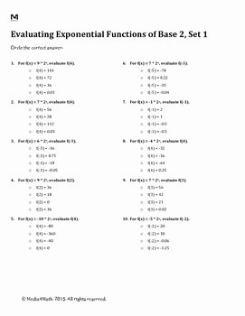 Evaluating Functions Worksheet Algebra 1 Awesome Evaluating Exponential Functions Of Base 2 Worksheet