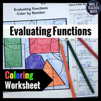Evaluating Functions Worksheet Algebra 1 Fresh Evaluating Functions Color by Number by Mrs E Teaches Math