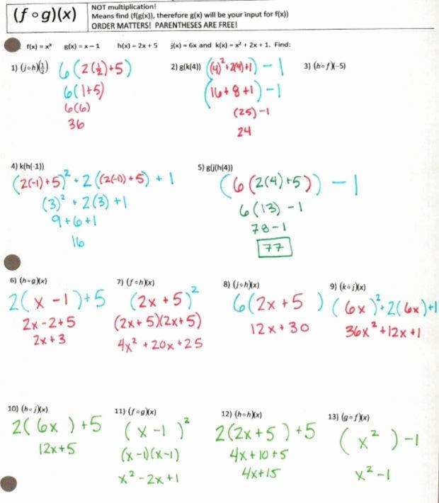 Algebra 1 Evaluating Functions Multiple Representations Worksheet