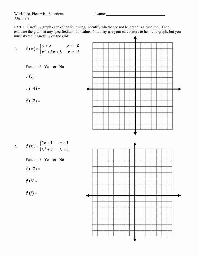 Evaluating Piecewise Functions Worksheet