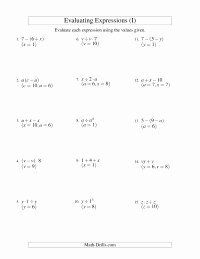 Evaluating Variable Expressions Worksheet Best Of Evaluating Two Step Algebraic Expressions with Two