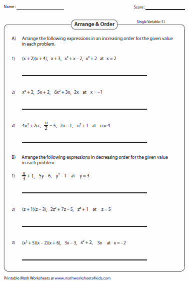 Evaluating Variable Expressions Worksheet Inspirational Evaluating Algebraic Expression Worksheets