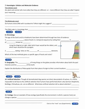 Evidence for Evolution Worksheet Answers Inspirational Evidence for Evolution Webquest by Biology Roots