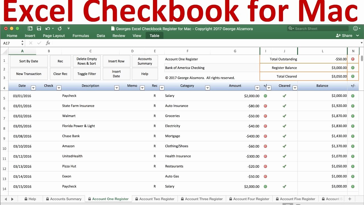 Excel Checkbook Register Budget Worksheet Beautiful Checkbook software for Mac Excel Checkbook Register for
