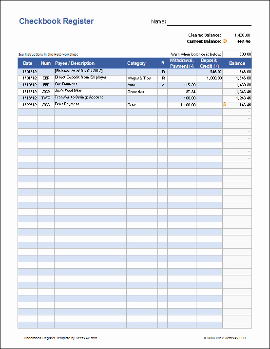 Excel Checkbook Register Budget Worksheet Inspirational A Simple and Free Checkbook Register for Excel