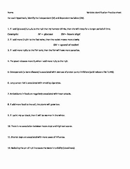 Experimental Variables Worksheet Answers New Biology Experimental Design Variable Identification