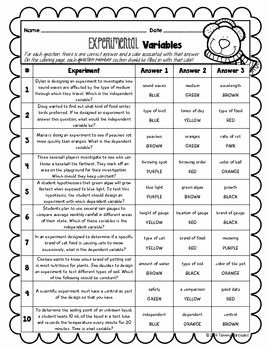 Experimental Variables Worksheet Answers Unique Independent &amp; Dependent Variables Science Color by Number