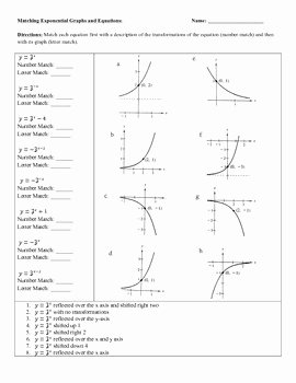 Exponential Functions Worksheet Answers Inspirational Matching Exponential Graphs and Equations by Meulman S