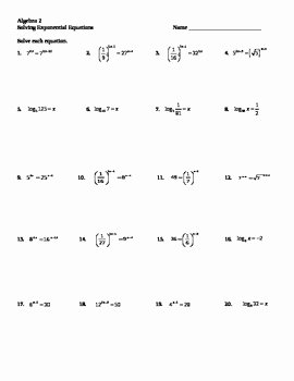 Exponential Functions Worksheet Answers Inspirational solving Exponential and Logarithmic Equations by Darwin