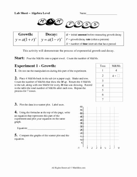Exponential Growth and Decay Worksheet Beautiful Lab Sheet Exponential Growth and Decay Worksheet for 8th