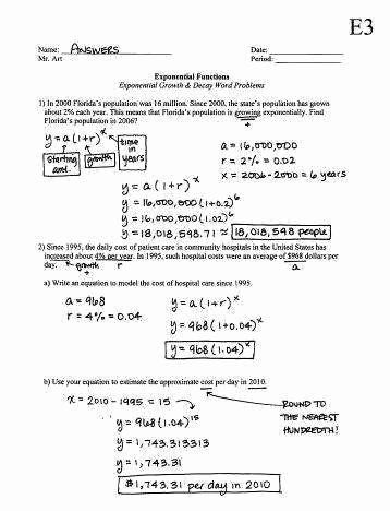 Exponential Growth and Decay Worksheet Fresh Exponential Growth and Decay Worksheet