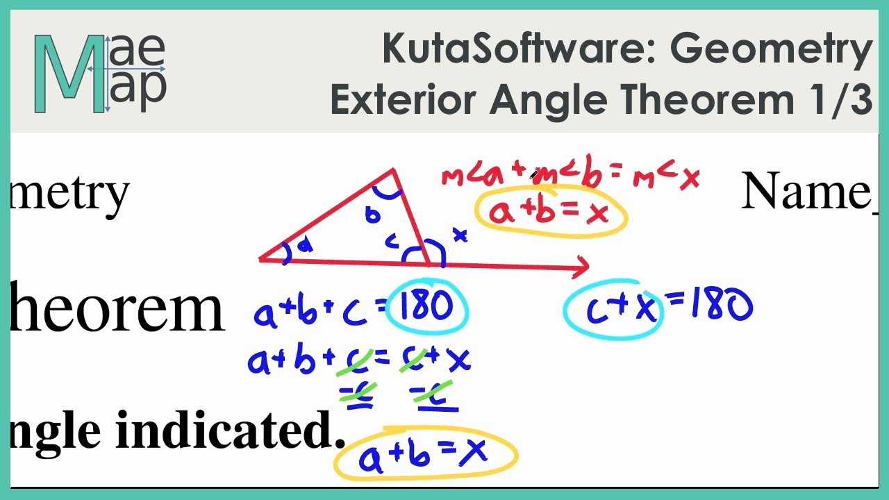 Exterior Angle theorem Worksheet Awesome Kutasoftware Geometry Exterior Angle theorem Part 1