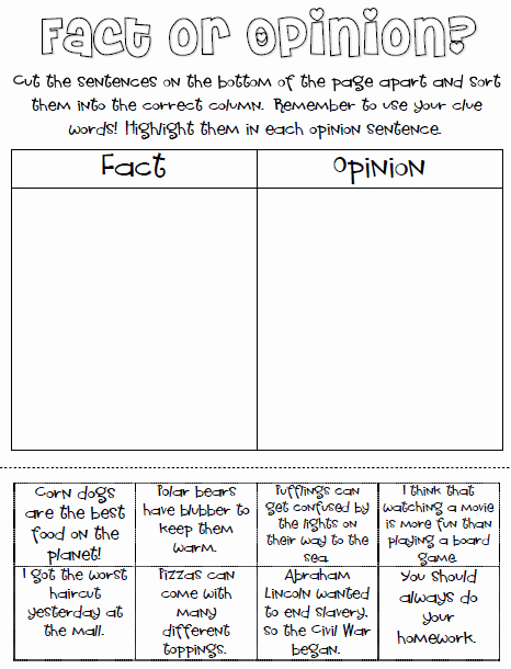 Fact or Opinion Worksheet Awesome Ginger Snaps Fact and Opinion Freebie