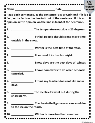 Fact or Opinion Worksheet Best Of Fact and Opinion Prehension with A Winter theme