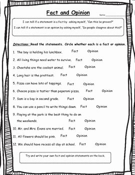 Fact or Opinion Worksheet Luxury Fact or Opinion Worksheet 2nd Grade by Estopstemshop