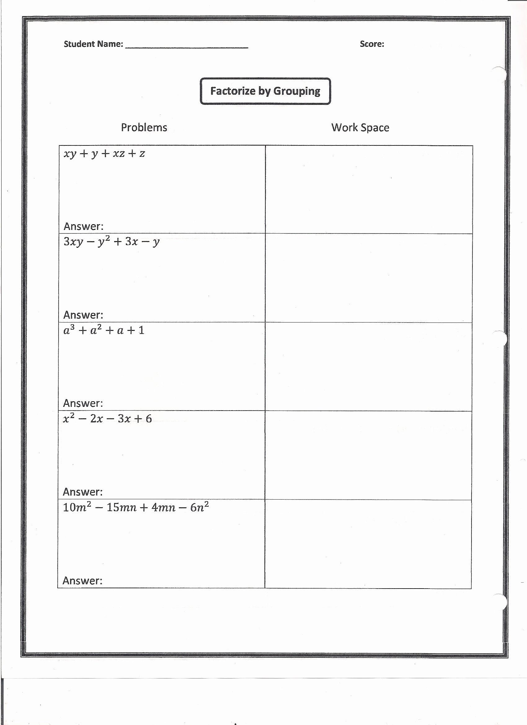 Factor by Grouping Worksheet Beautiful Factoring Homework Worksheet
