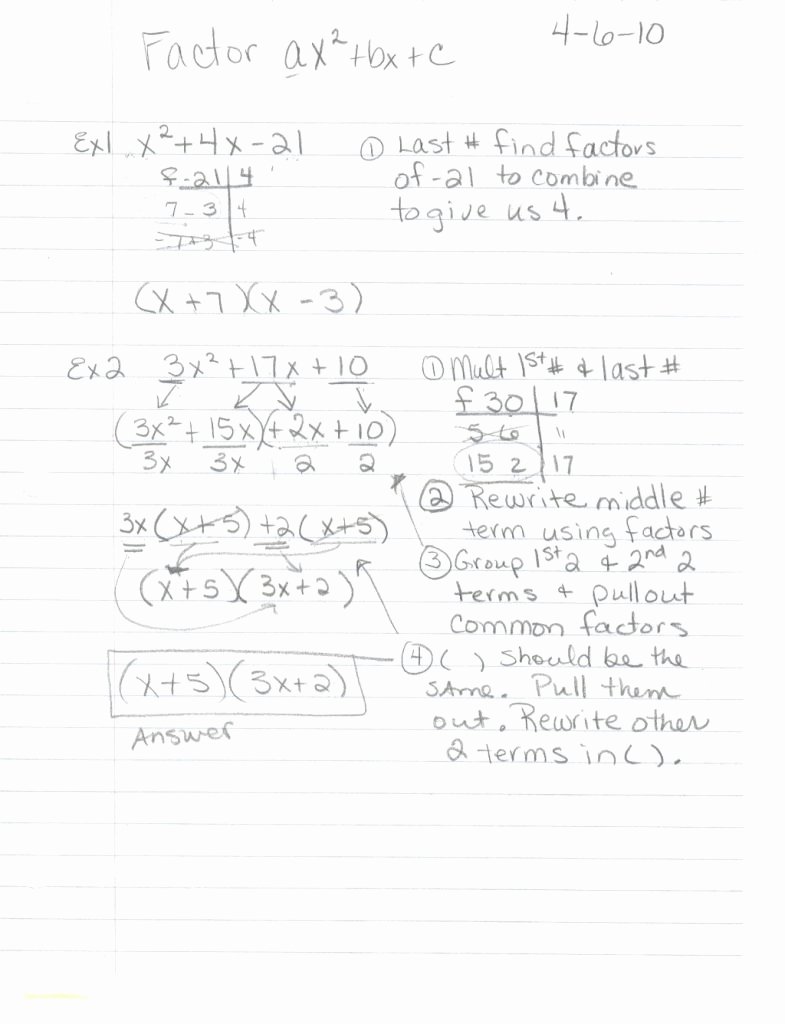 Factoring X2 Bx C Worksheet