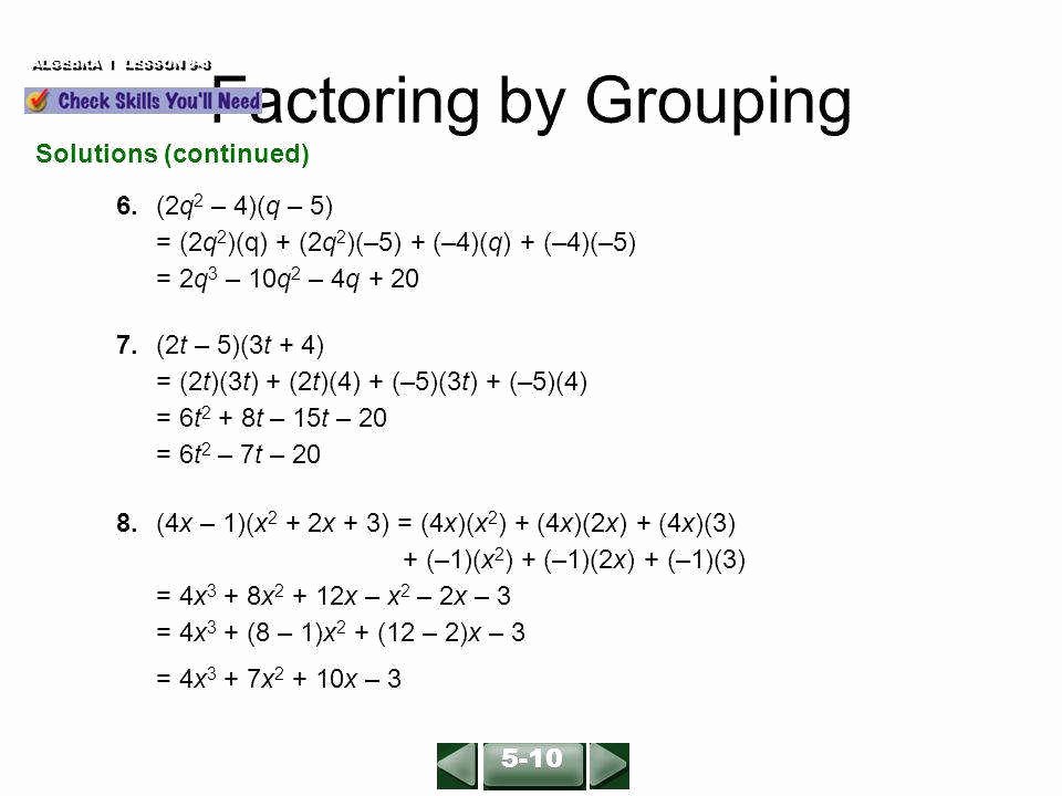 50 Factoring By Grouping Worksheet Answers