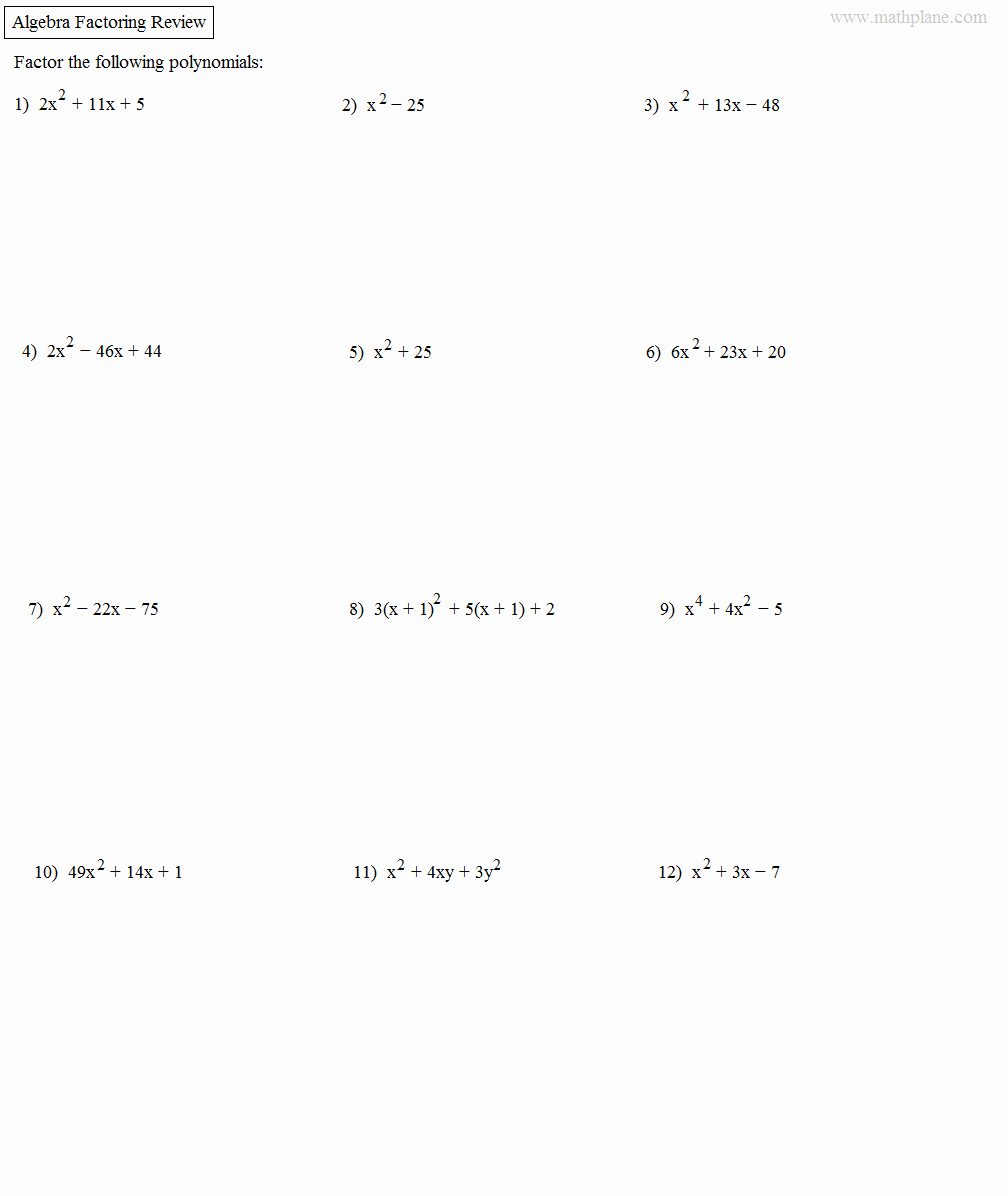 Factoring Polynomials By Grouping Worksheet