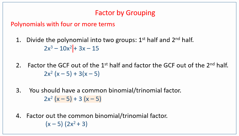 Factoring by Grouping Worksheet Best Of Factoring by Grouping solutions Examples Videos