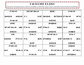 Factoring Difference Of Squares Worksheet Elegant Factoring Puzzle Teachers Pay Teachers