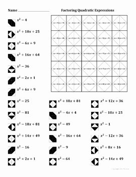 Factoring Difference Of Squares Worksheet Lovely Factoring Quadratic Expressions Color Worksheet 3 by Aric