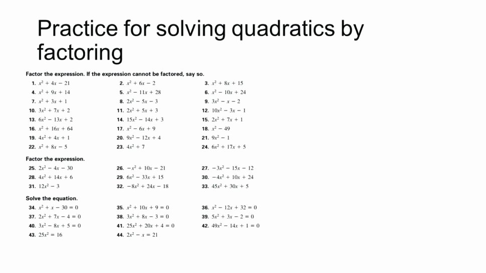 Factoring Difference Of Squares Worksheet