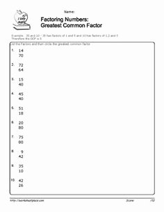 Factoring Greatest Common Factor Worksheet Unique 1000 Images About Greatest Mon Factor On Pinterest