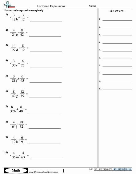 Factoring Linear Expressions Worksheet Lovely Factoring Linear Expressions Worksheet