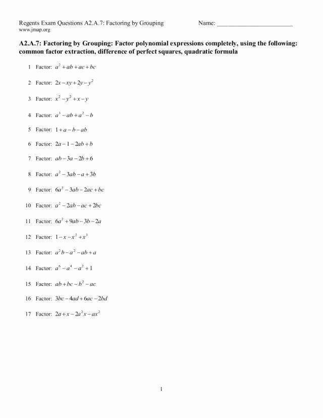 Factoring Polynomials by Grouping Worksheet Lovely Factor by Grouping Worksheet