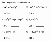 Factoring Polynomials Gcf Worksheet New Greatest Mon Factor Gcf Of Polynomials Worksheets