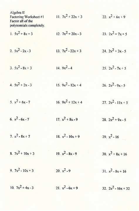 Factoring Polynomials Worksheet Answers Unique Factoring Trinomials the form Ax2 Bx C Worksheet