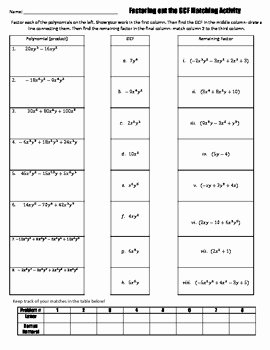 Factoring Polynomials Worksheet with Answers Beautiful Factoring Out Greatest Mon Factors Gcf From