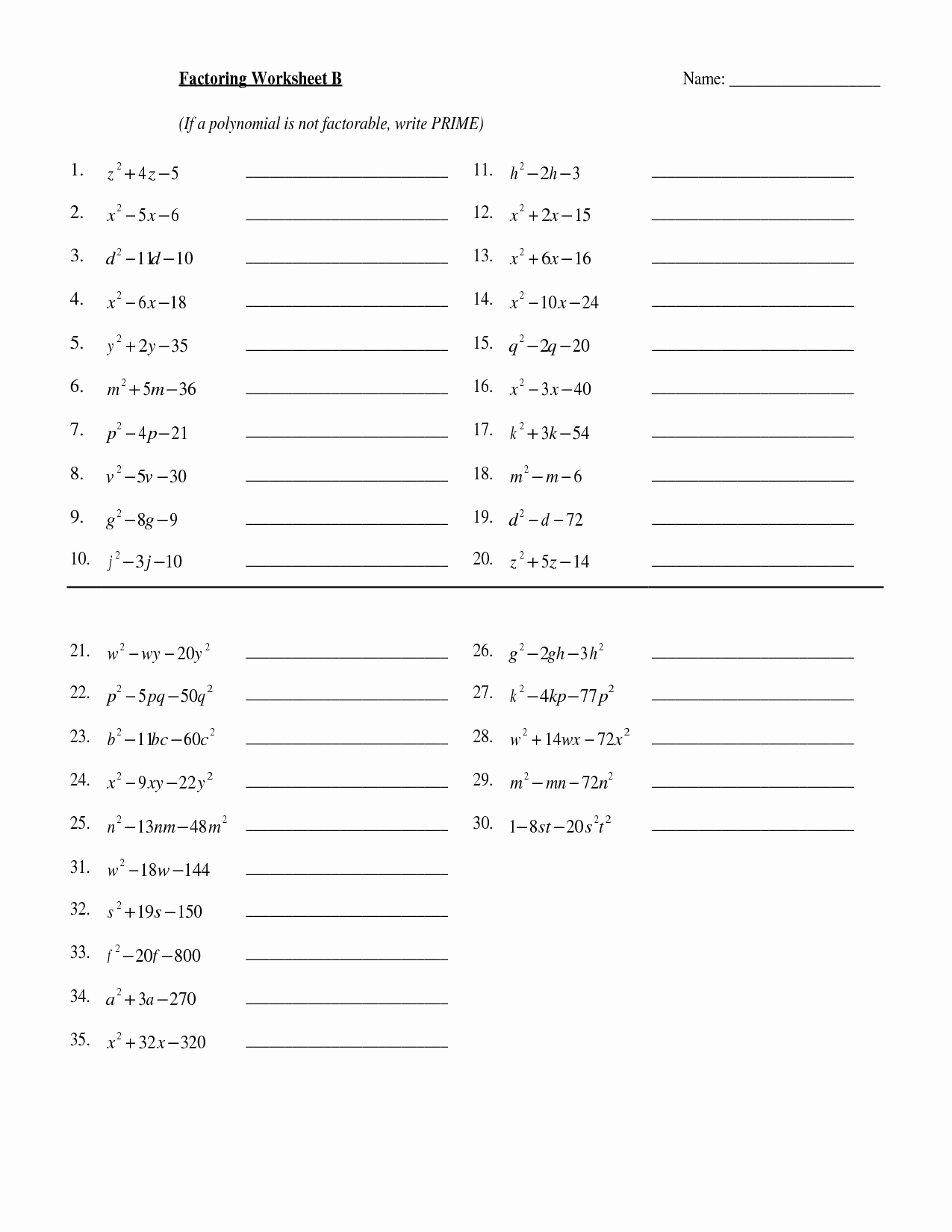 Factoring Polynomials Worksheet with Answers Inspirational 12 Best Of Factoring Out Monomials Worksheets