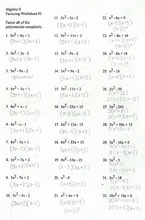 Factoring Polynomials Worksheet with Answers Luxury Factoring General Trinomials