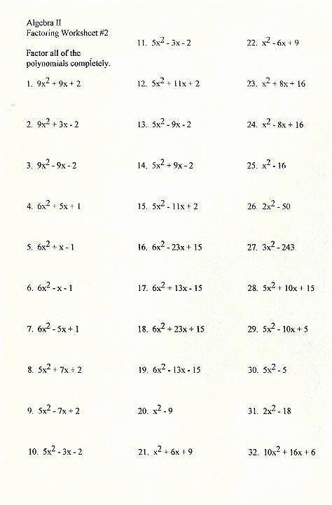 Factoring Polynomials Worksheet with Answers Unique Factor Trinomials Worksheet