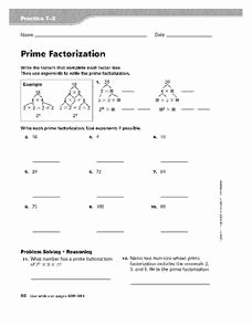 Factoring Practice Worksheet Answers Beautiful Prime Factorization Practice 7 2 3rd 5th Grade