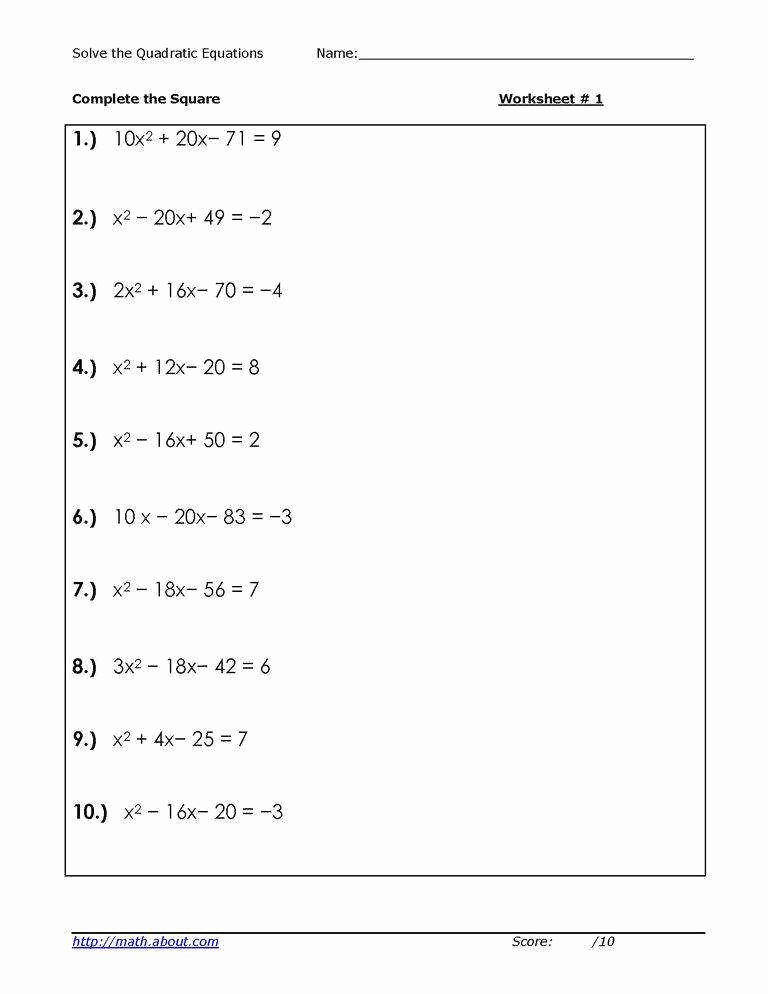 Factoring Quadratic Equations Worksheet Elegant solving Quadratic Equations by Factoring Worksheet