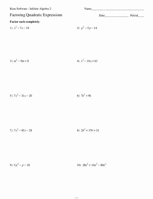 47 Factoring Quadratic Equations Worksheet