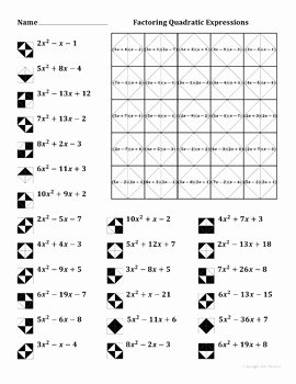Factoring Quadratic Equations Worksheet Lovely Factoring Quadratic Expressions Color Worksheet 5 by Aric
